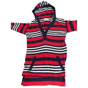 Michael Stars Women's Red Blue Striped Print Pullover Sweater Hoodie Size 1